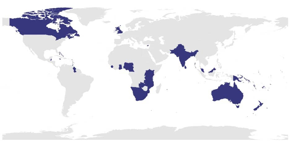 English around the world map