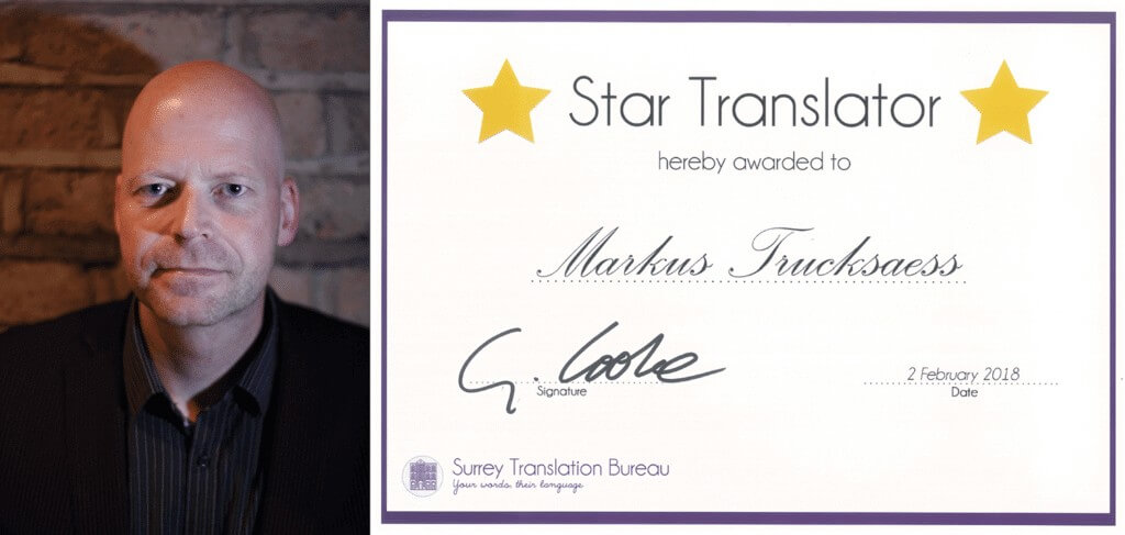 Markus Trucksaess star translator certificate