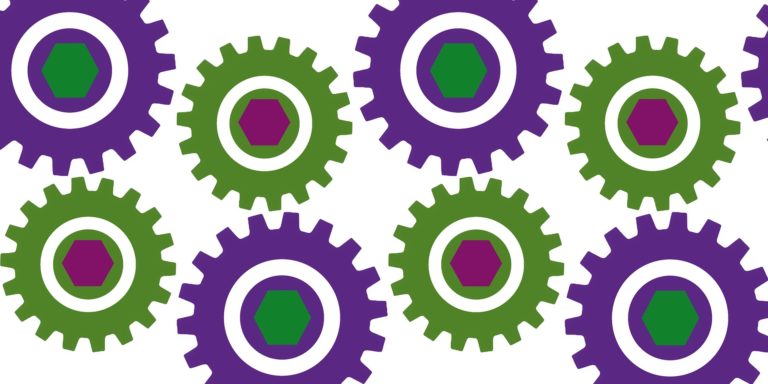 purple and green cogs