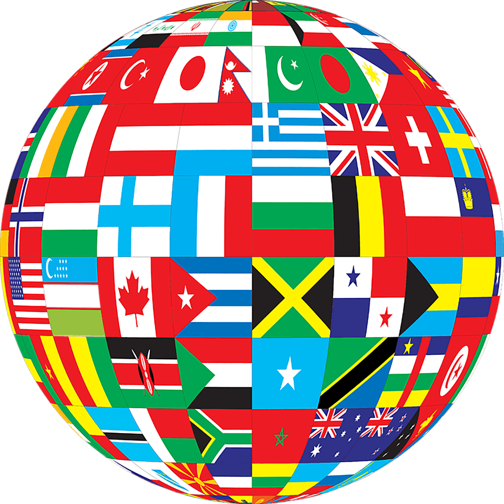 globe with countries flags