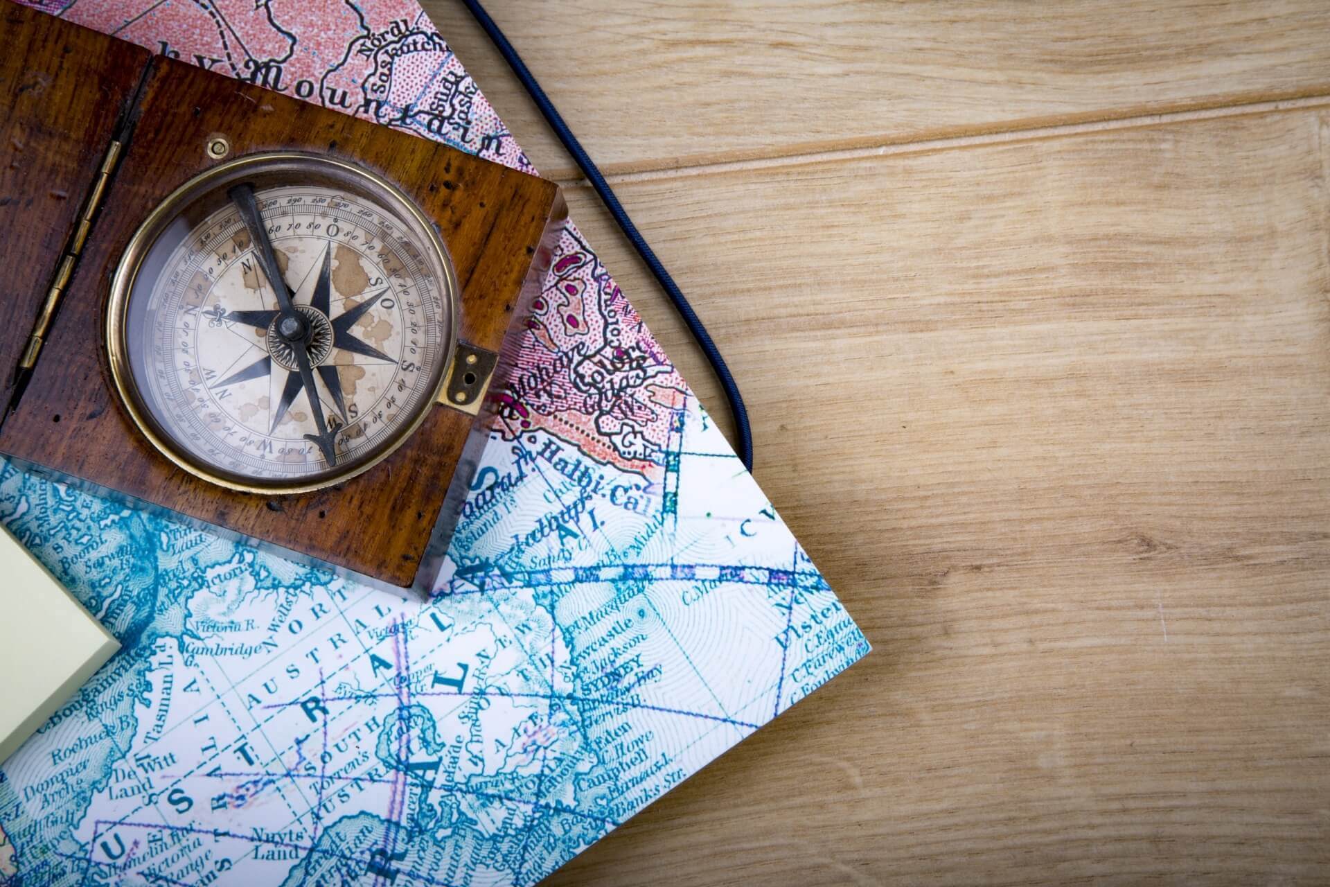 map and vintage compass