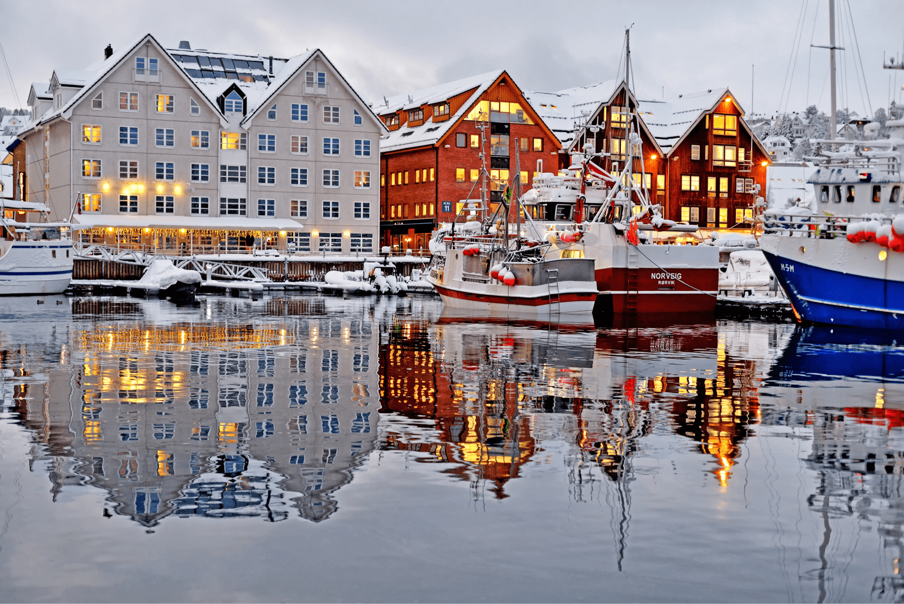 boats on a norwegian harbour