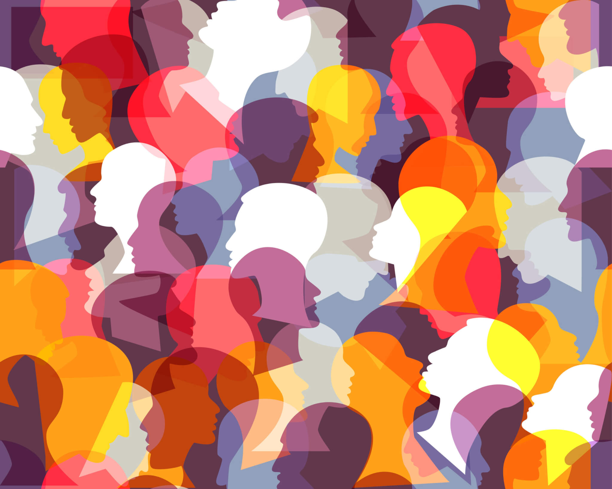 coloured heads in a crowd
