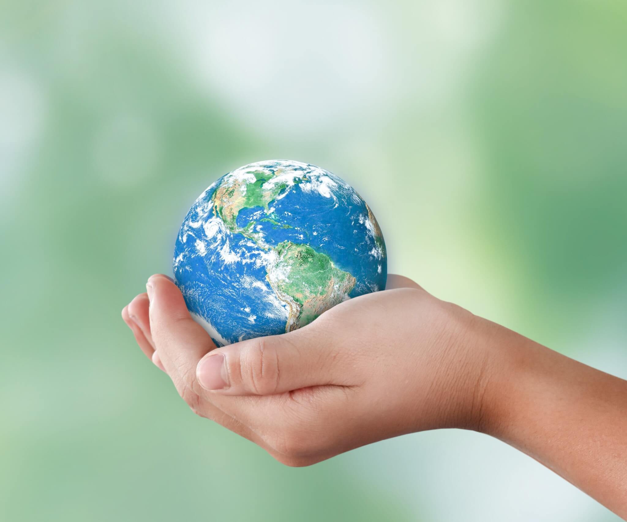 hands holding small globe